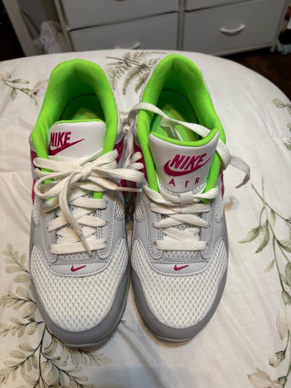 Nike Woman’s Air Sneaker - White, Neon Green & Pink